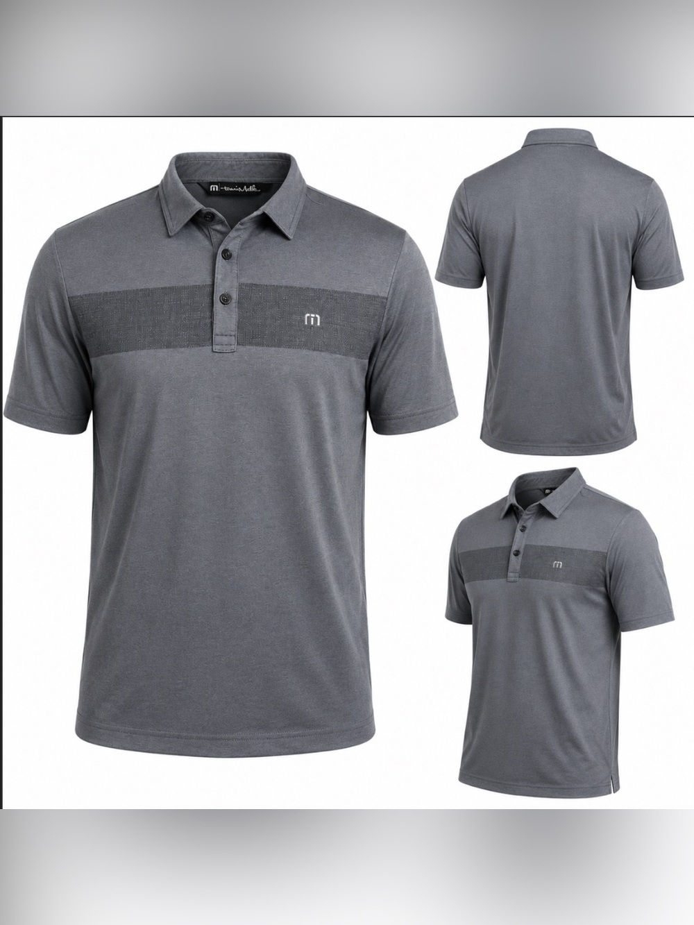 Travis Mathew Polo Shirt Mens Medium Gray Striped - Golf, Leisure